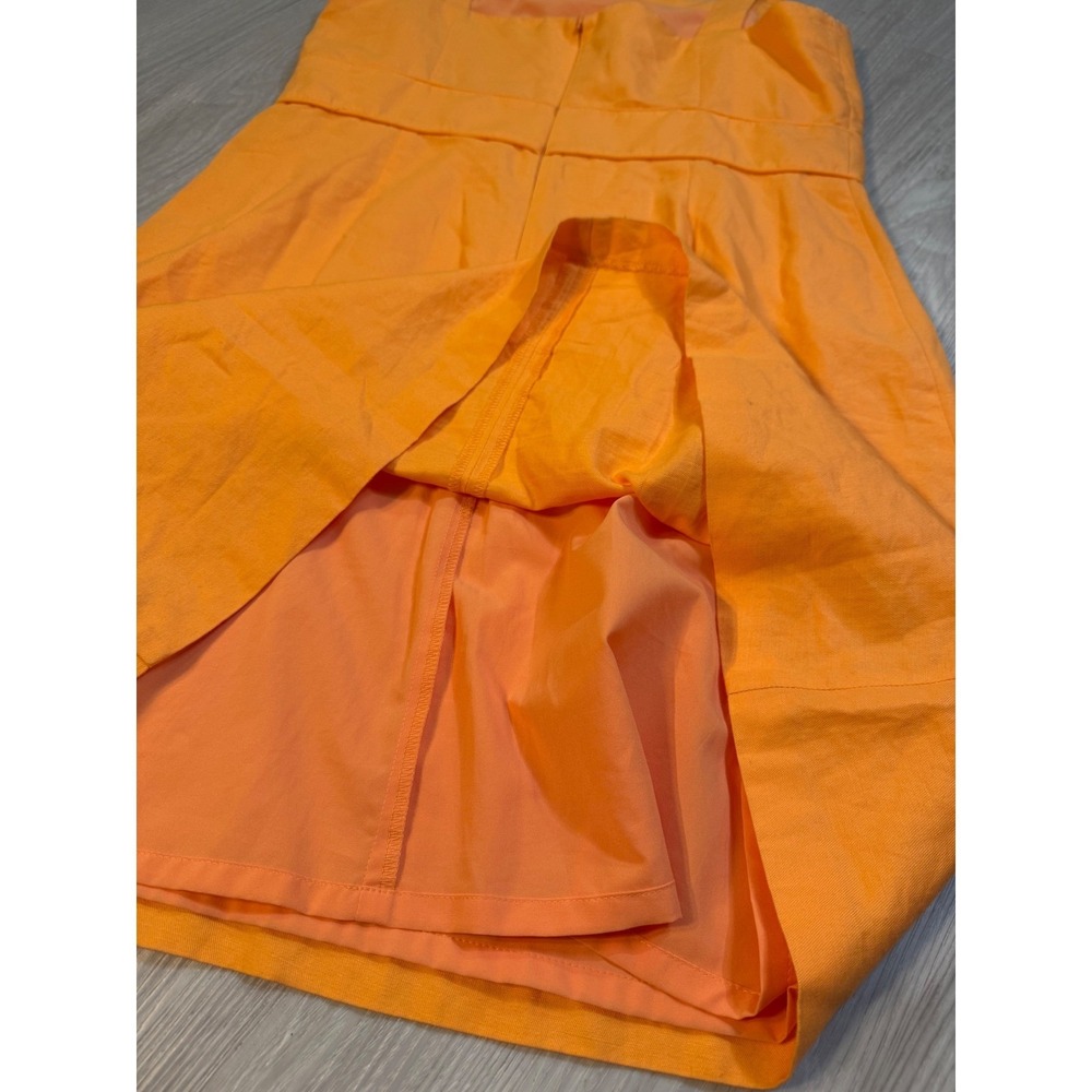 Ann Taylor Petite Orange Sleeveless Square Neck Sheath Dress 12P linen - Picture 10 of 11
